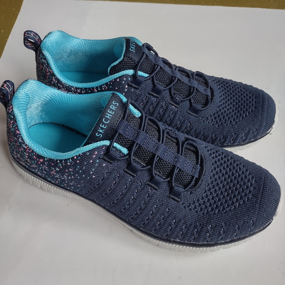 Skechers Navy and Aqua Women's Sneakers